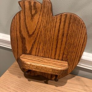 Wooden Apple-Shaped Small Shelf with Hooks